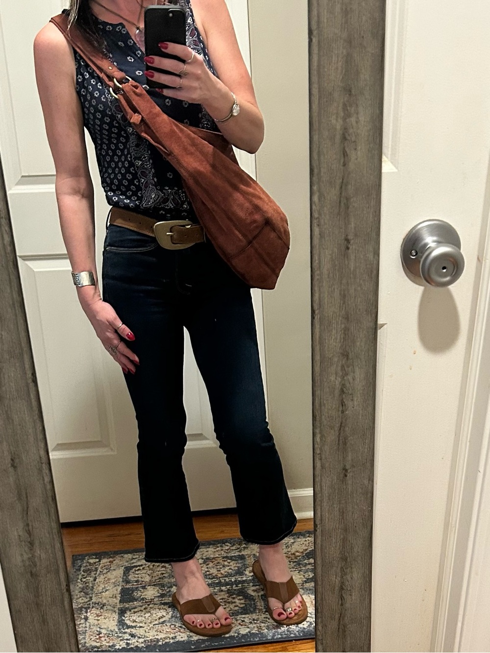 Free People Serengeti Suede Slouchy Hobo Tote in Brick - Picture 6 of 16